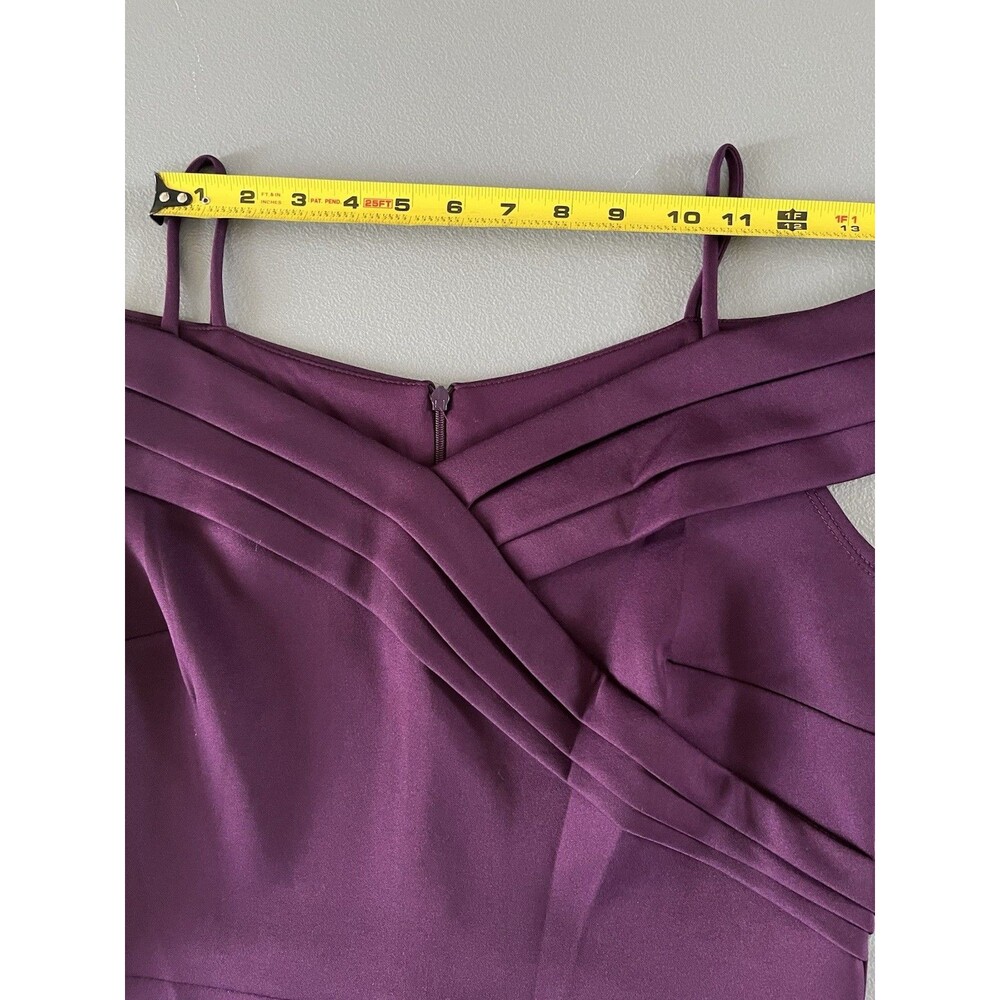 Alexa B Evening Gown Womens Size 12 Purple Off Shoulder Pleats Slit Maxi Party - Picture 4 of 12